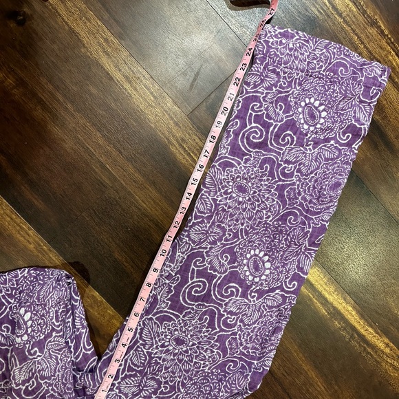 Free People Purple Floral Boho Funky Crossover Waist Wide Leg Pants - Picture 14 of 15